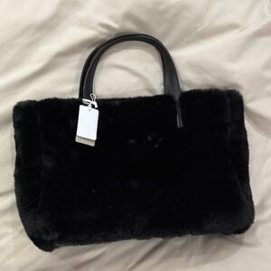 The White Company Black Faux Fur Tote